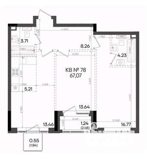 3-к квартира, вторичка, 67м2, 5/9 этаж