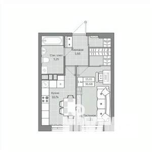 1-к квартира, вторичка, 37м2, 8/19 этаж