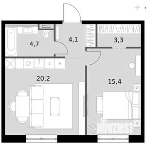 2-к квартира, вторичка, 48м2, 6/14 этаж