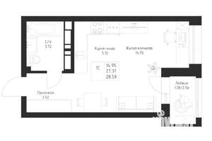 1-к квартира, вторичка, 29м2, 14/19 этаж