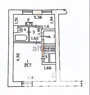 1-к квартира, вторичка, 38м2, 2/2 этаж