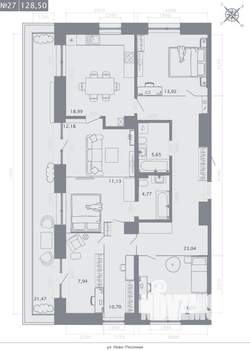 4-к квартира, строящийся дом, 129м2, 7/8 этаж
