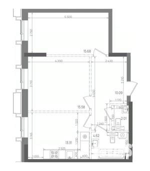 2-к квартира, вторичка, 61м2, 6/22 этаж