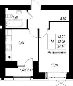 1-к квартира, вторичка, 34м2, 3/10 этаж