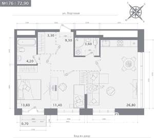2-к квартира, строящийся дом, 73м2, 12/19 этаж