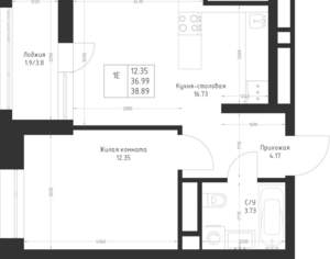 1-к квартира, вторичка, 39м2, 20/23 этаж