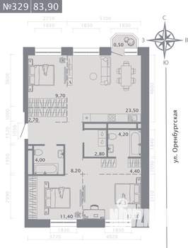 3-к квартира, строящийся дом, 84м2, 6/25 этаж