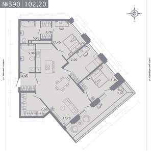 3-к квартира, строящийся дом, 102м2, 4/25 этаж