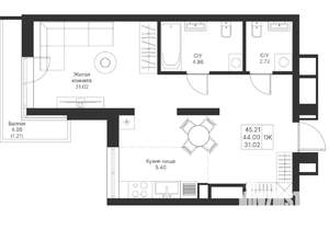 1-к квартира, вторичка, 45м2, 3/24 этаж