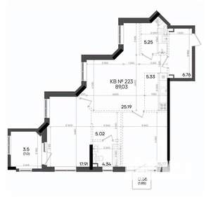 3-к квартира, вторичка, 89м2, 13/23 этаж