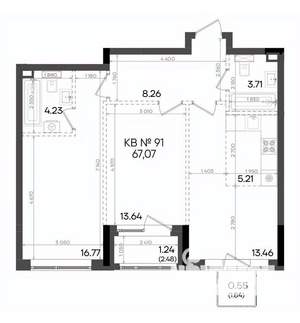 3-к квартира, вторичка, 67м2, 8/9 этаж