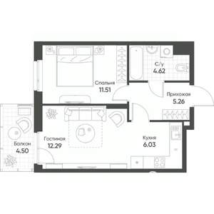 2-к квартира, строящийся дом, 41м2, 11/20 этаж