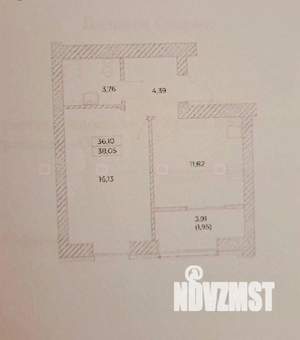 1-к квартира, вторичка, 38м2, 9/10 этаж