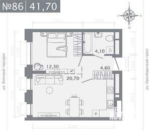 1-к квартира, строящийся дом, 42м2, 11/25 этаж