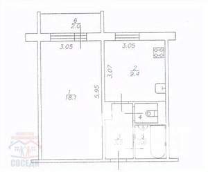 1-к квартира, вторичка, 35м2, 7/9 этаж