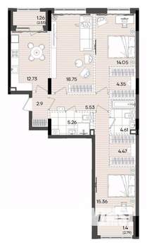 3-к квартира, вторичка, 91м2, 8/9 этаж