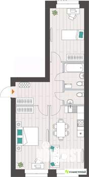 2-к квартира, вторичка, 63м2, 6/10 этаж