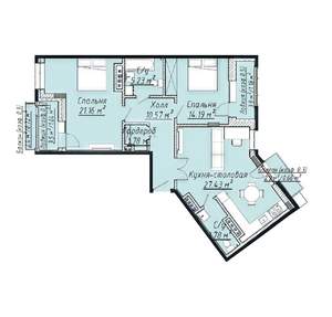 3-к квартира, строящийся дом, 89м2, 3/7 этаж