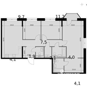 4-к квартира, вторичка, 97м2, 7/14 этаж
