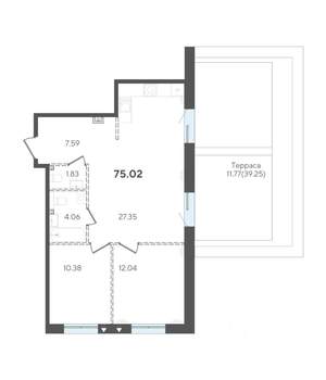 2-к квартира, вторичка, 75м2, 1/5 этаж