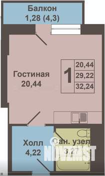 1-к квартира, вторичка, 29м2, 3/23 этаж