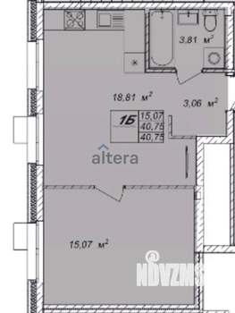 1-к квартира, вторичка, 40м2, 9/9 этаж