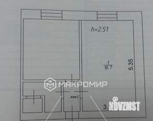 1-к квартира, вторичка, 34м2, 4/9 этаж