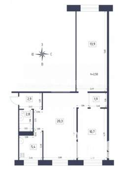 3-к квартира, вторичка, 58м2, 1/5 этаж
