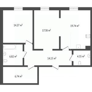 3-к квартира, вторичка, 50м2, 5/6 этаж