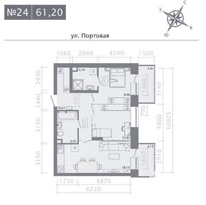 2-к квартира, строящийся дом, 61м2, 4/9 этаж