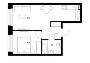 1-к квартира, вторичка, 42м2, 3/14 этаж