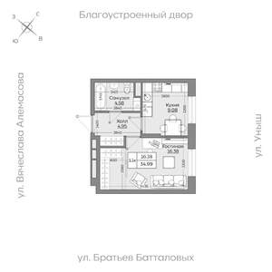 1-к квартира, вторичка, 35м2, 8/19 этаж