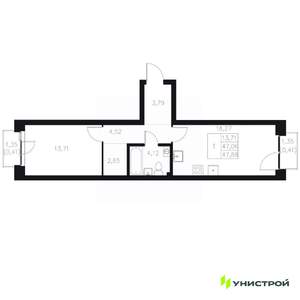 1-к квартира, вторичка, 48м2, 5/8 этаж