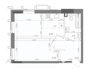 2-к квартира, вторичка, 46м2, 14/22 этаж