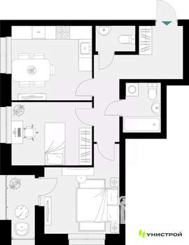 2-к квартира, вторичка, 56м2, 2/18 этаж