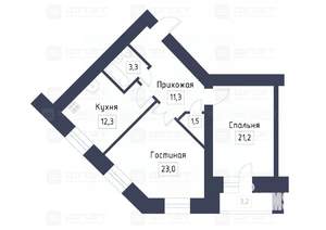 2-к квартира, вторичка, 74м2, 6/18 этаж