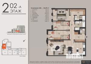 4-к квартира, строящийся дом, 127м2, 2/7 этаж