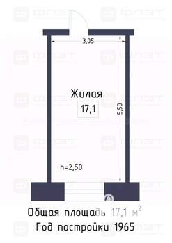 1-к квартира, вторичка, 22м2, 2/4 этаж