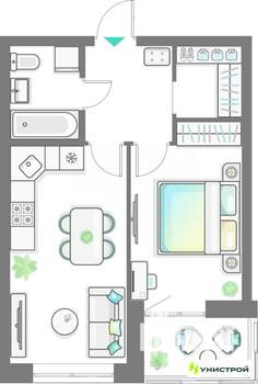 1-к квартира, вторичка, 42м2, 3/10 этаж