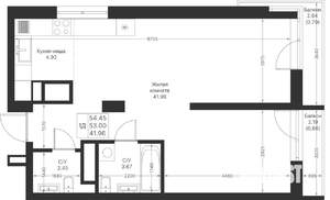 1-к квартира, вторичка, 54м2, 4/25 этаж