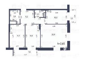 3-к квартира, вторичка, 70м2, 9/19 этаж