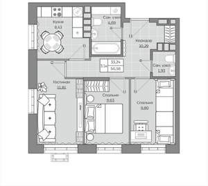 3-к квартира, вторичка, 57м2, 18/19 этаж