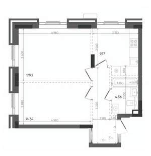 2-к квартира, вторичка, 53м2, 20/22 этаж