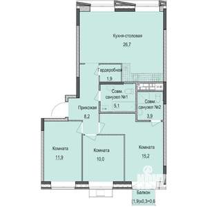 3-к квартира, вторичка, 84м2, 3/14 этаж