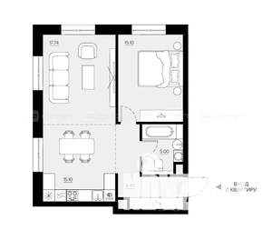 1-к квартира, вторичка, 63м2, 3/6 этаж