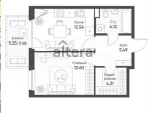 1-к квартира, вторичка, 44м2, 3/8 этаж