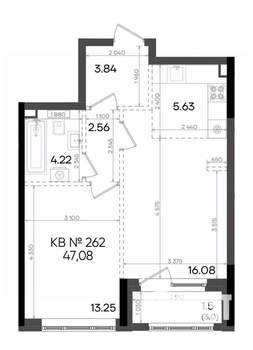 2-к квартира, вторичка, 47м2, 18/23 этаж