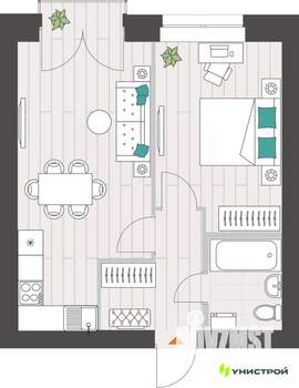 1-к квартира, вторичка, 42м2, 8/10 этаж