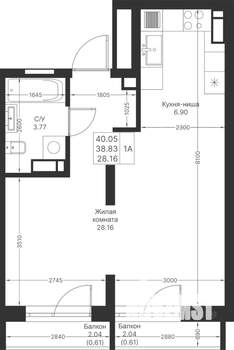 1-к квартира, вторичка, 40м2, 6/24 этаж