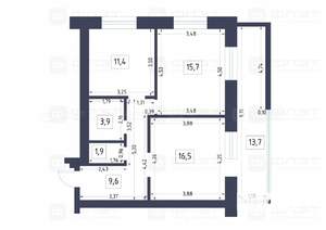 2-к квартира, вторичка, 73м2, 4/5 этаж